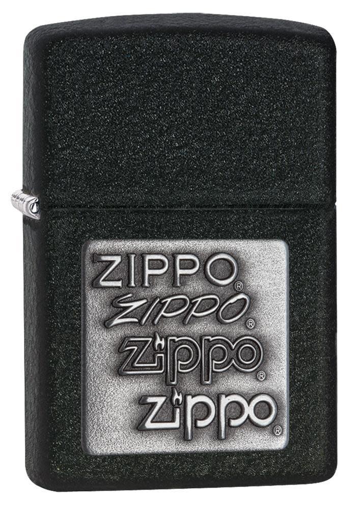 logotipo zippo plateado black crackle