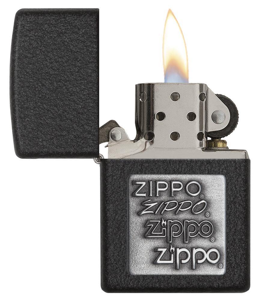 logotipo zippo plateado black crackle