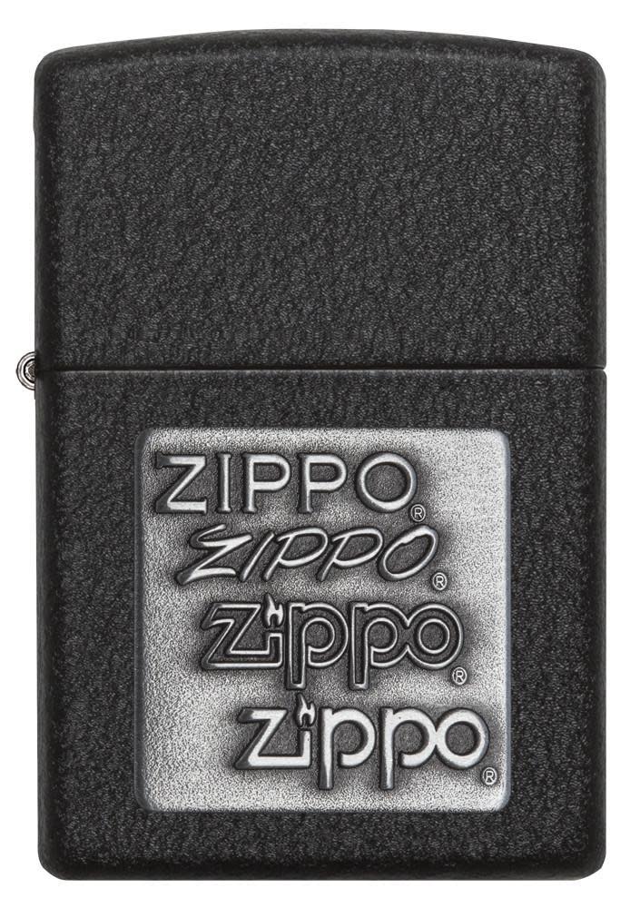 logotipo zippo plateado black crackle