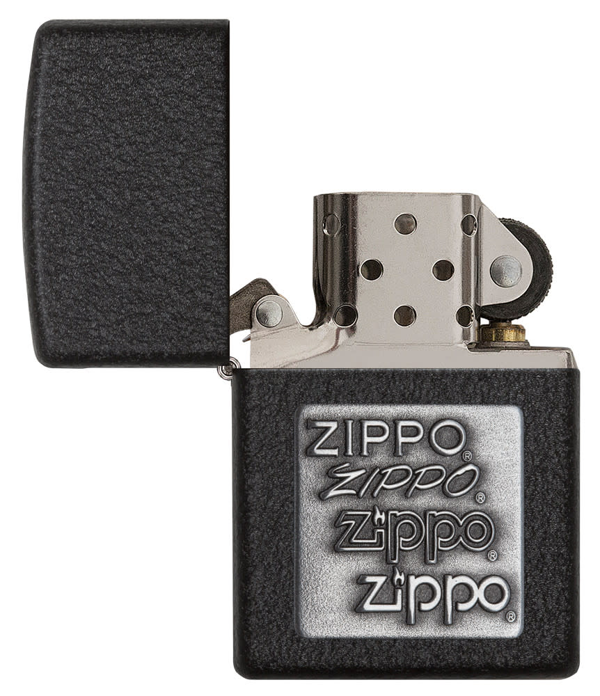 logotipo zippo plateado black crackle