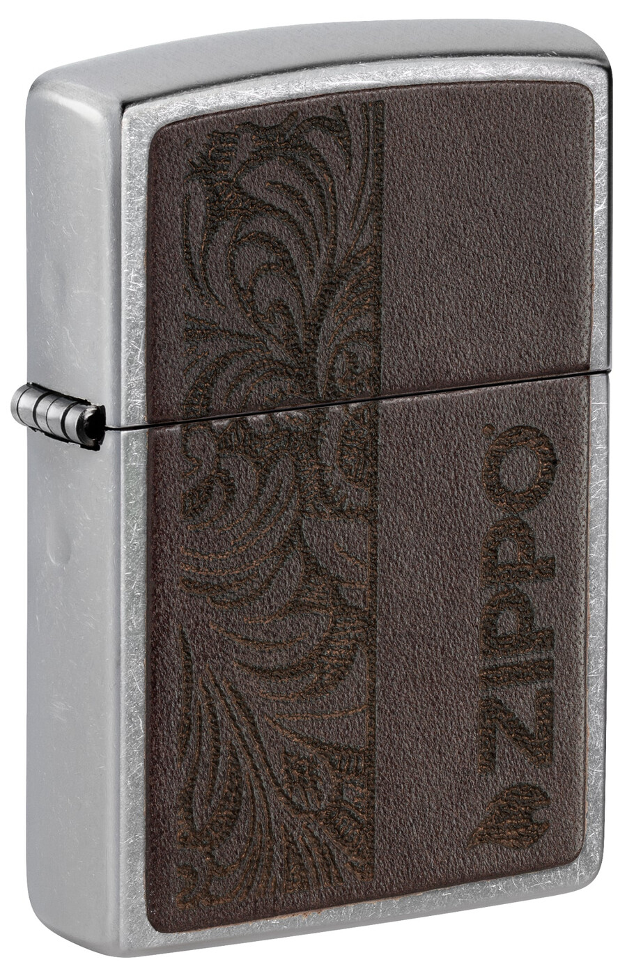 emblema de cuero marrón - diseño zippo