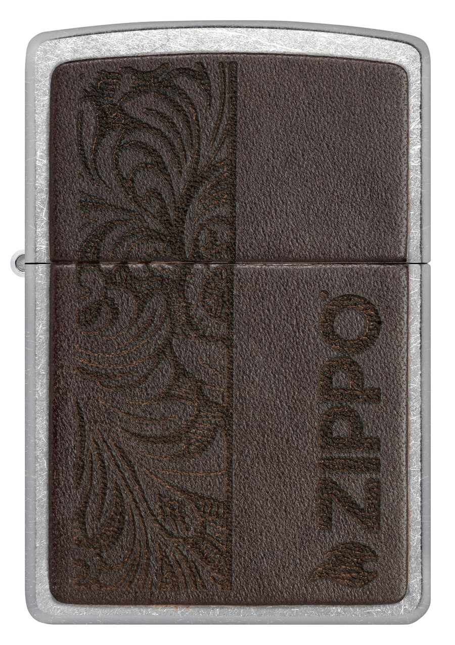 emblema de cuero marrón - diseño zippo