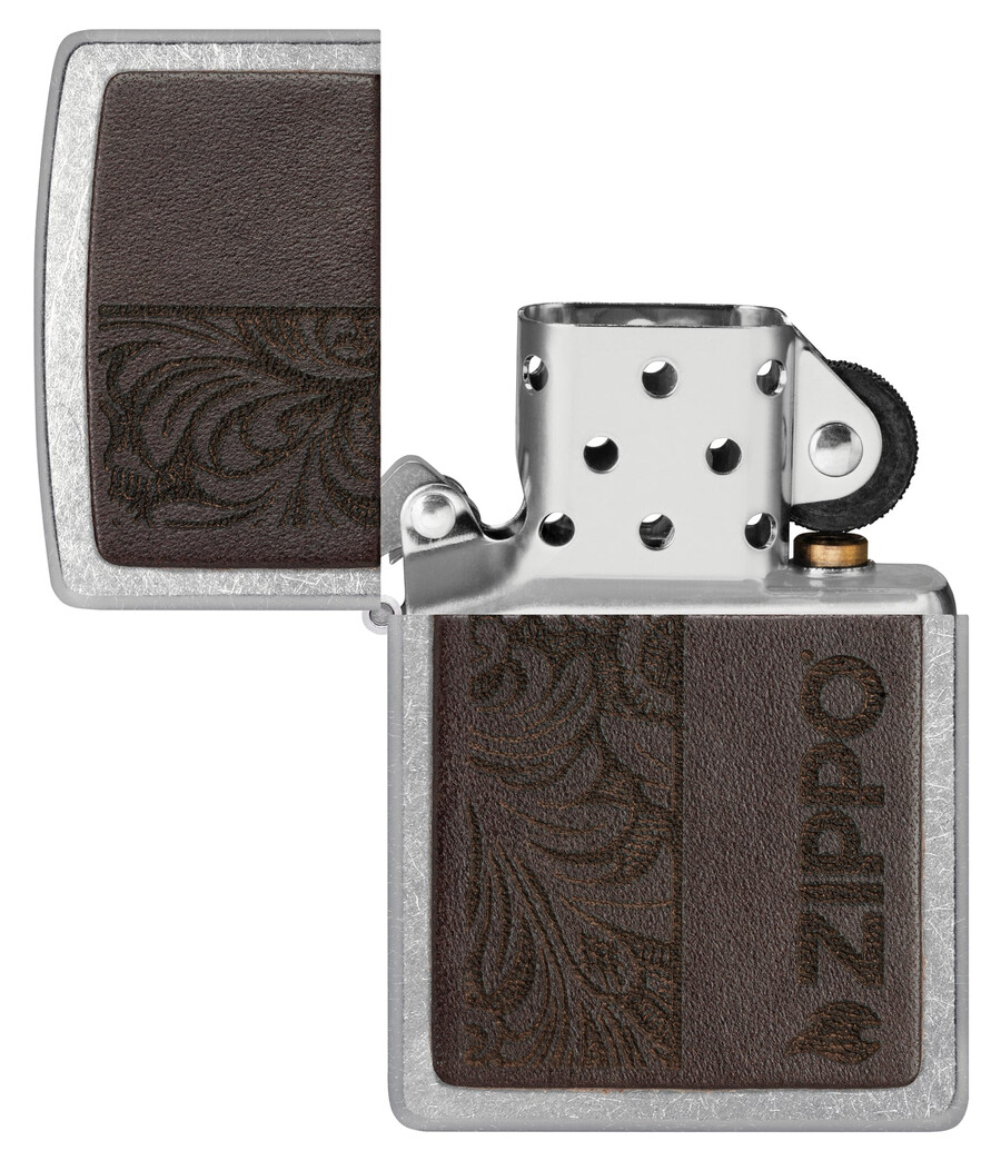 emblema de cuero marrón - diseño zippo