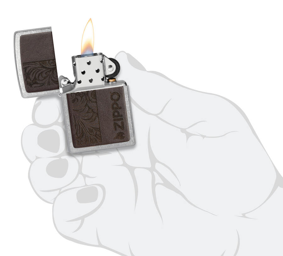 emblema de cuero marrón - diseño zippo