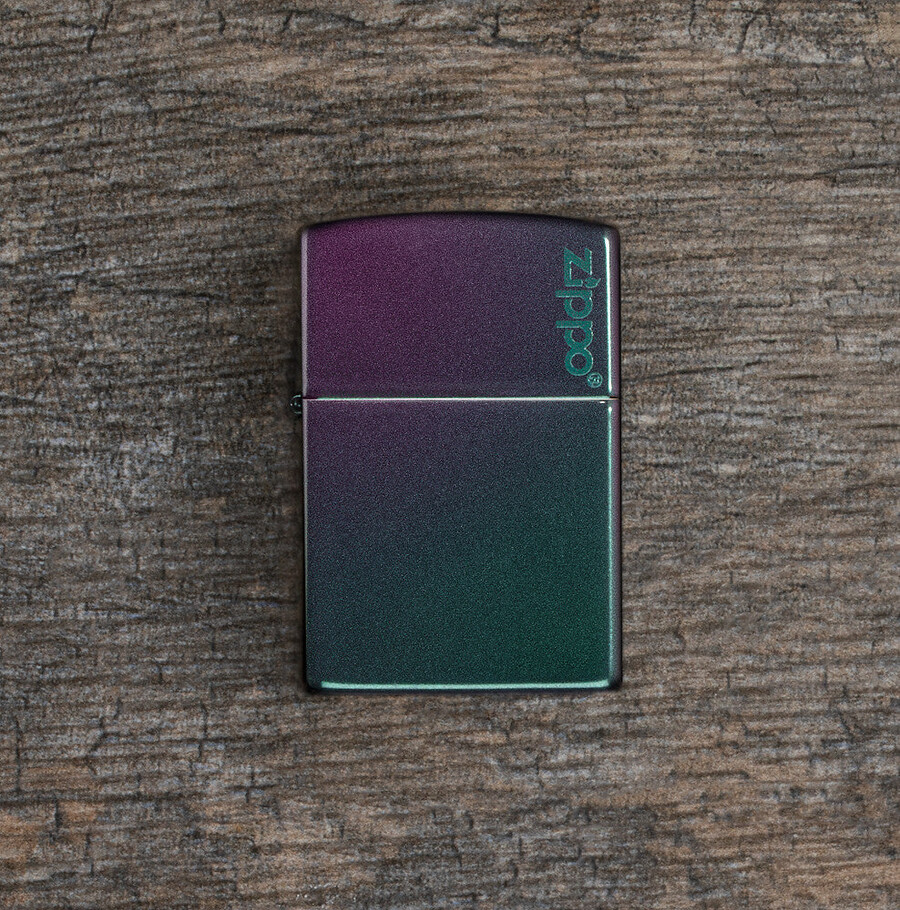 logotipo clásico iridiscente de zippo