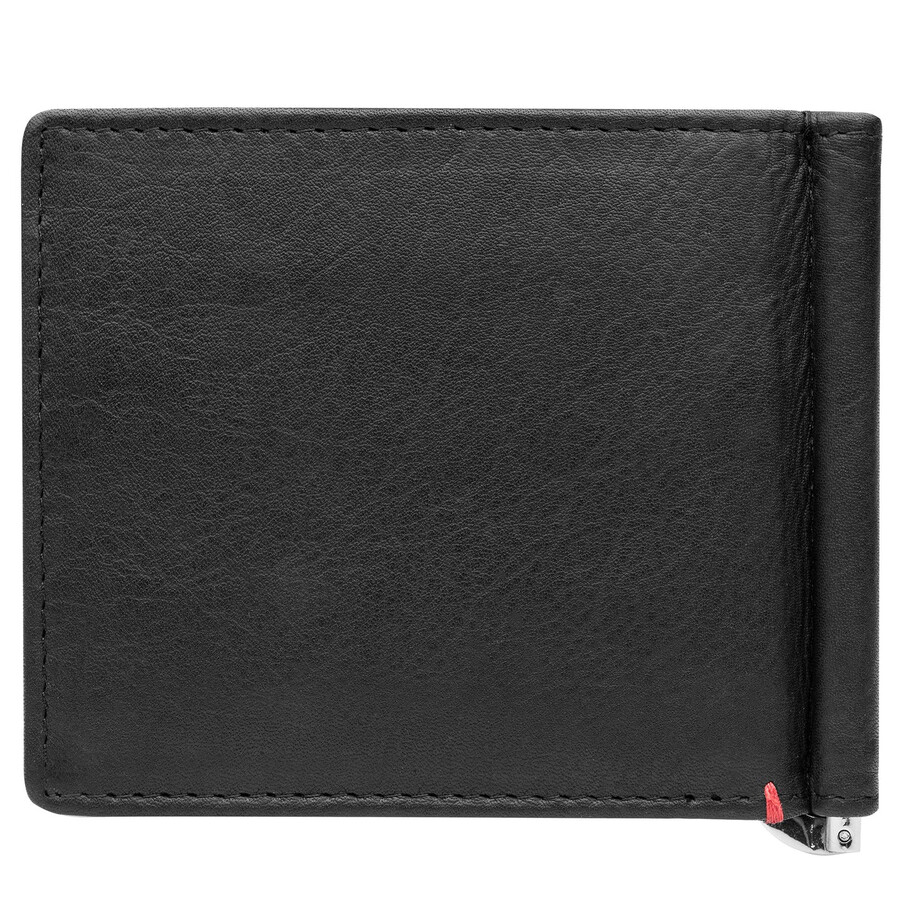 cartera de cuero negra con diseño de placa metálica de llama zippo