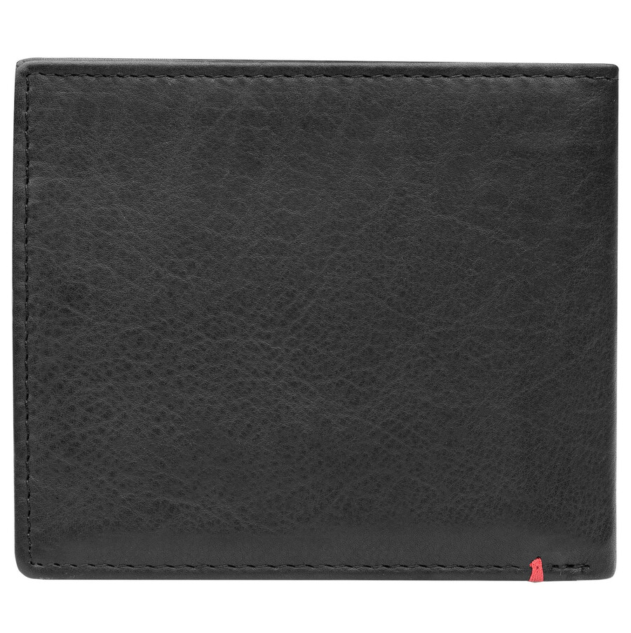 cartera de cuero negra con diseño de placa metálica de llama zippo