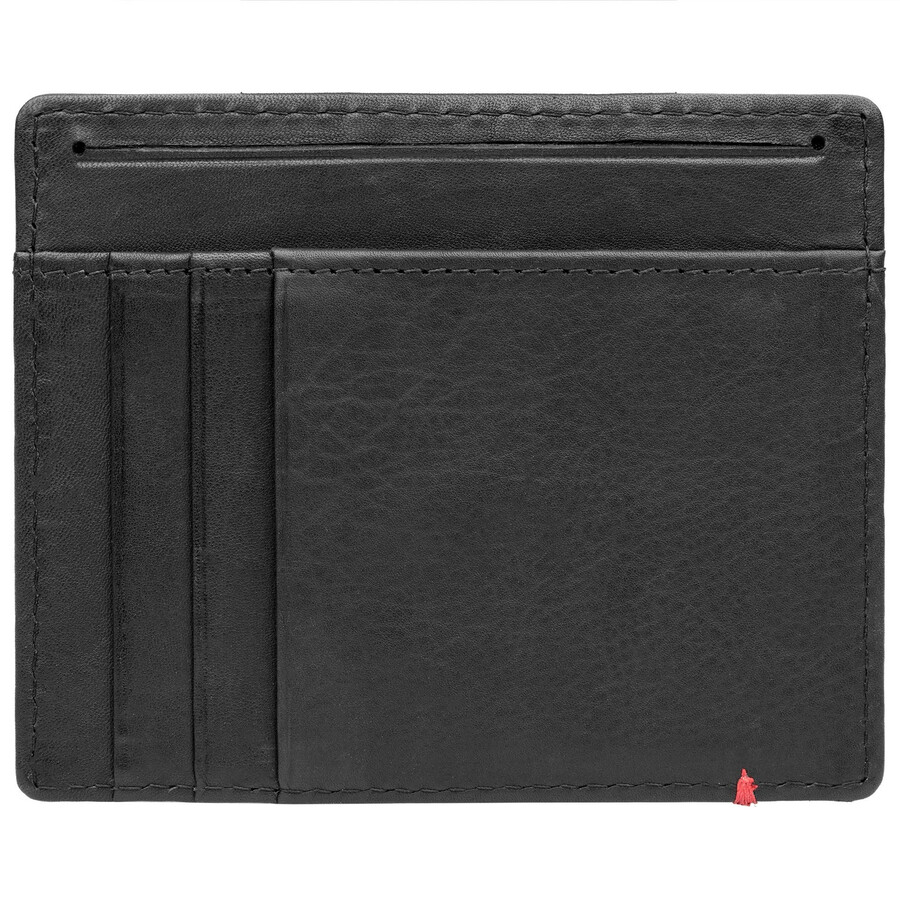 cartera de cuero negra con diseño de placa metálica de llama zippo