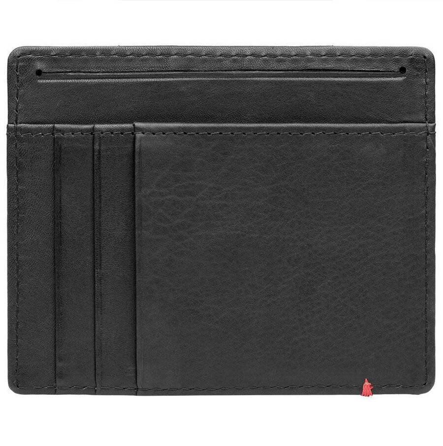 cartera de cuero negra con diseño de placa metálica de llama zippo